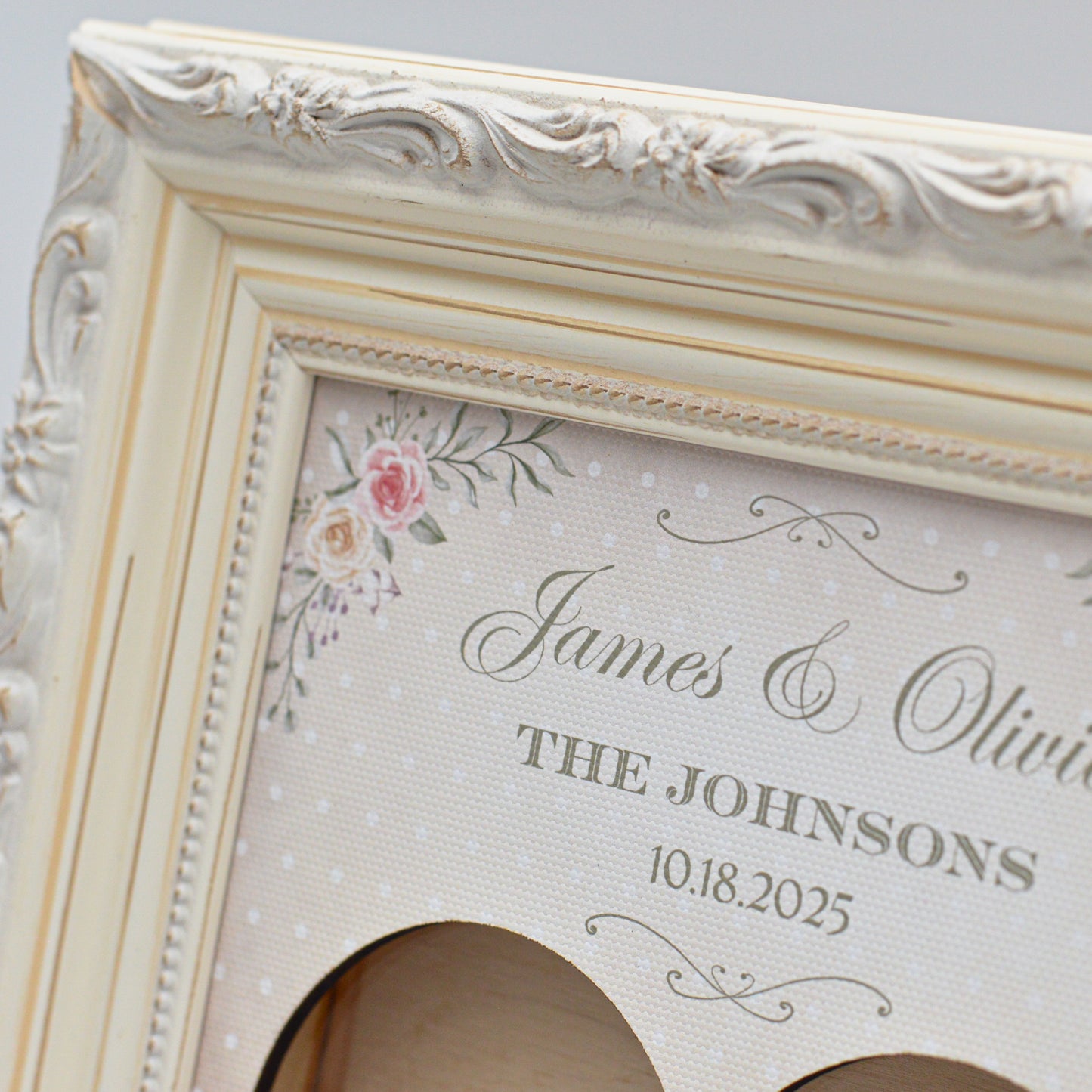 Unity Sand Ceremony Set with Vintage White Frame (Floral Grace)