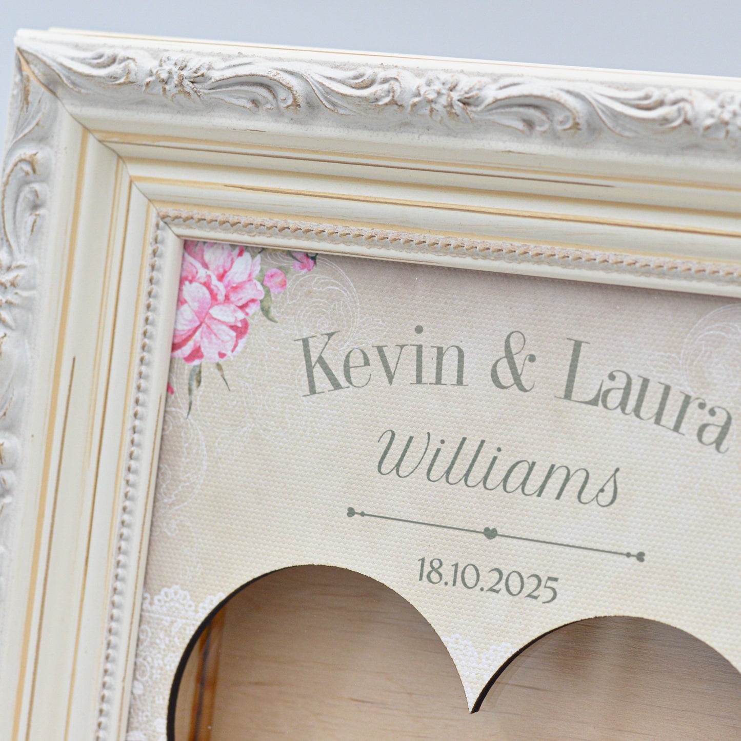 Wedding Sand Ceremony Set with Vintage White Frame (Pink Roses)