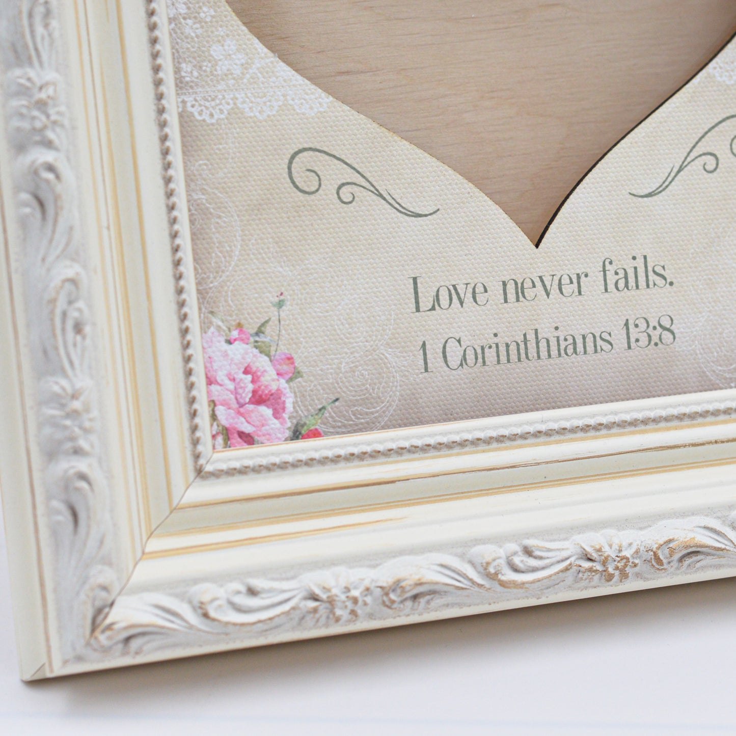 Wedding Sand Ceremony Set with Vintage White Frame (Pink Roses)