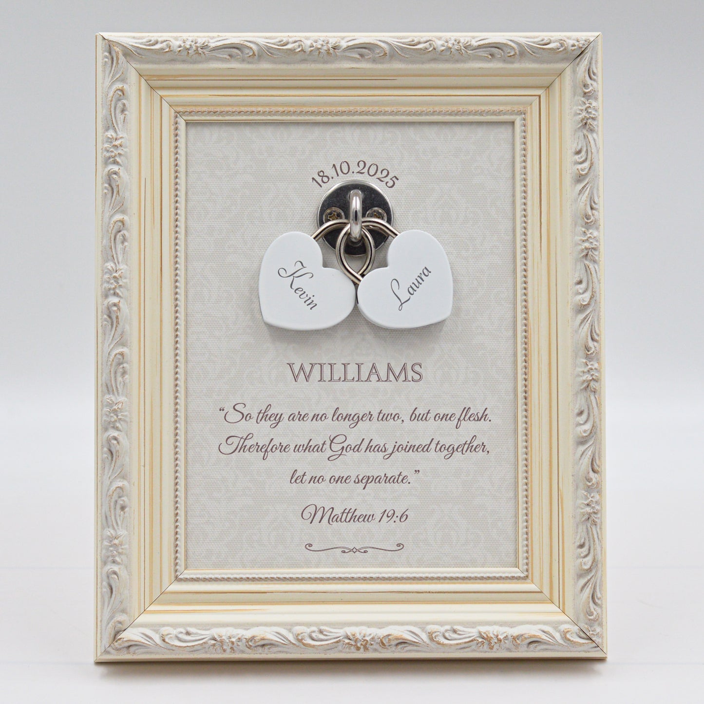 Unity Wedding Lock Ceremony Set – Vintage Personalized Keepsake Frame (Cream Classic)