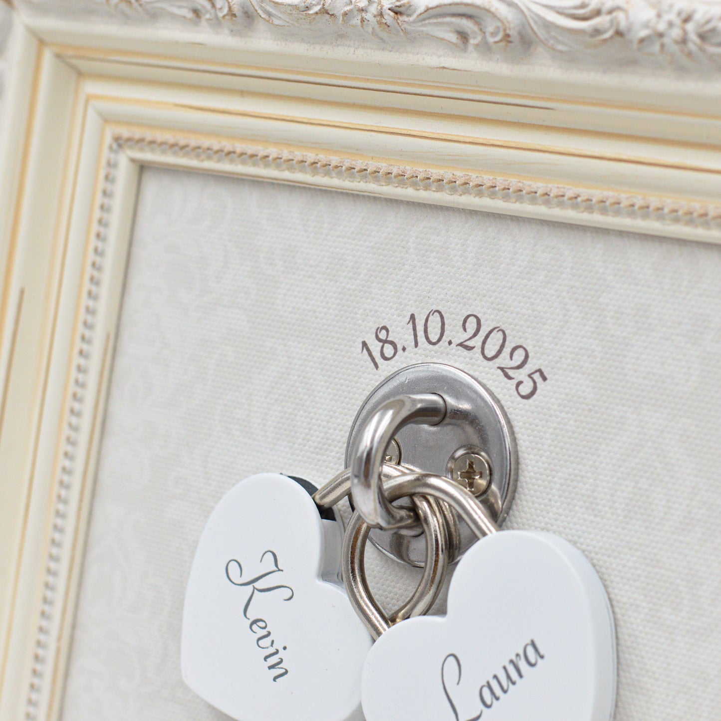 Unity Wedding Lock Ceremony Set – Vintage Personalized Keepsake Frame (Cream Classic)