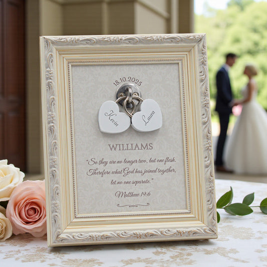 Unity Wedding Lock Ceremony Set – Vintage Personalized Keepsake Frame (Cream Classic)
